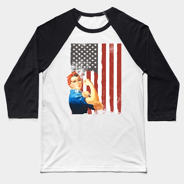 Rosie the Riveter Baseball T-Shirt by Boo Face Designs